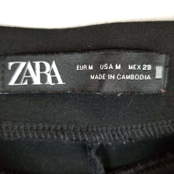 ZARA Black Knit Pull On Moto Zip Pants Size M Medium - Picture 3 of 6